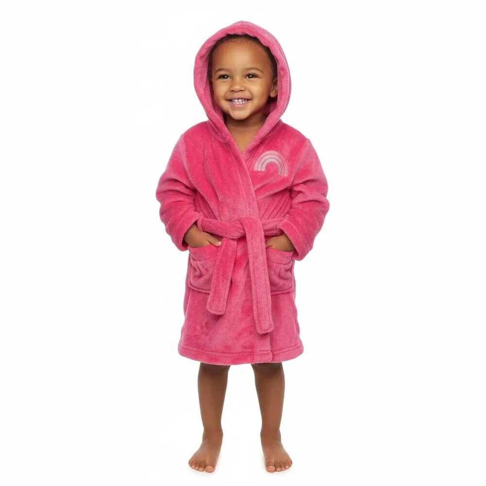 Okie Dokie Pink Rainbow Hooded Robe 2T - Mama's Lil' Rainbow